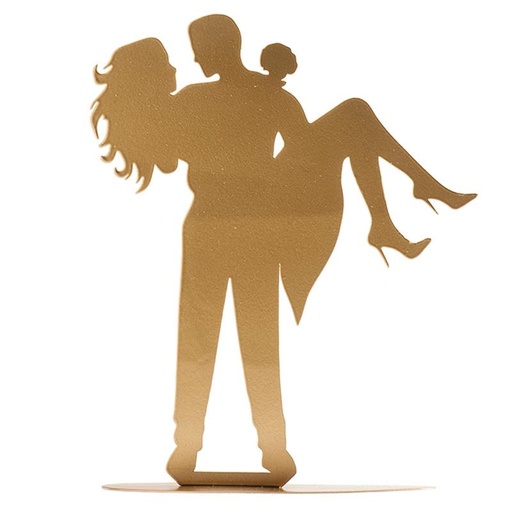 [60100249] FIGURINE COUPLE MARIES 2D METAL OR 18CM