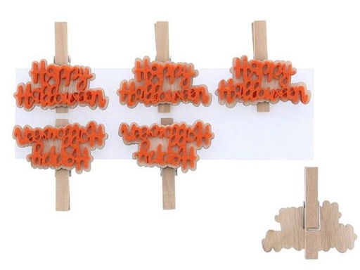 [60700560] PINCE ORANGE HAPPY HALLOWEEN 50X47MM PAQUET DE 6 PCES