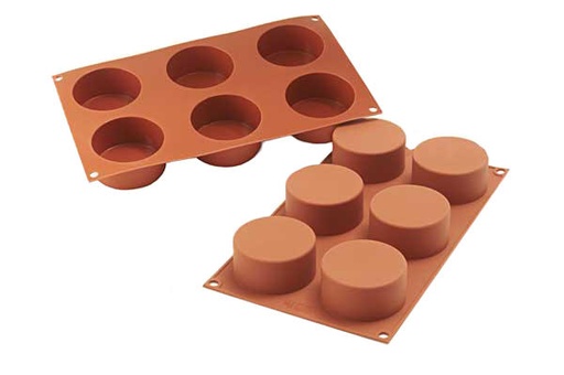 [70408274] SILIKOMART VORM ANTI-AANBAKPLAAT SF127 1/3-50°6 CILINDERS DIAM 70MM H 35MM 133ML
