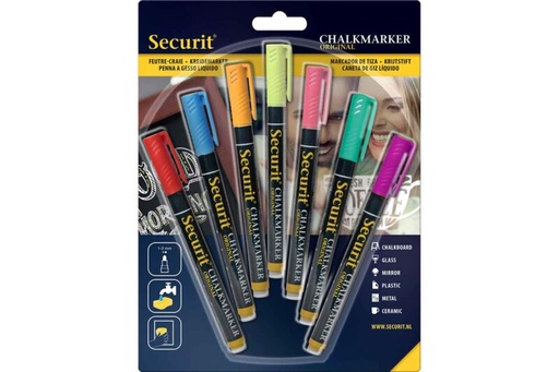 [43606065] SECURIT SET VAN 4 KRIJTMARKER 2-6MM GEASSORTEERDE KLEUREN