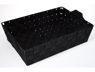 [60300308] RECHTHOEKIGE MAND IN ZWARTE BIES 35X25CM H9CM