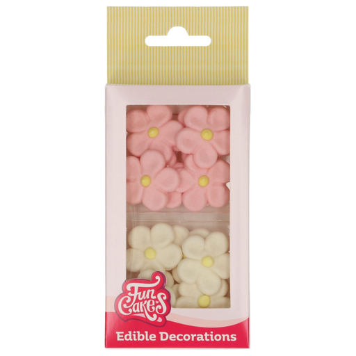 [08053251] FUNCAKES MARSEPEIN DECORATIE MARGRIET WIT/ROZE 3CM 12 STUKKEN