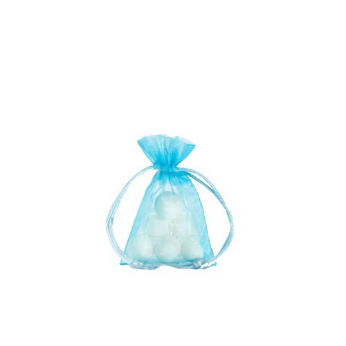[70409940] ZAK MET 10 HEMELBLAUWE ORGANZA ZAKJES 10X7CM