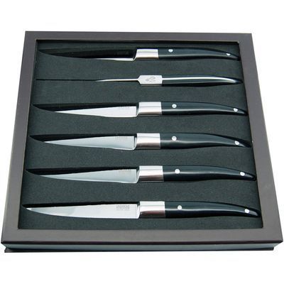 [57662492] +TARRERIAS-BONJEAN SET 6 COUTEAUX STEAK NOIR LAGUIOLE HERITAGE
