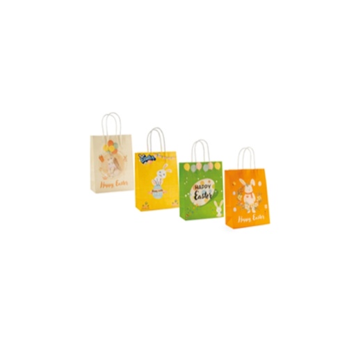 [61700539] PETIT SAC LAPIN "HAPPY EASTER" 16X8CM H22CM 4ASS