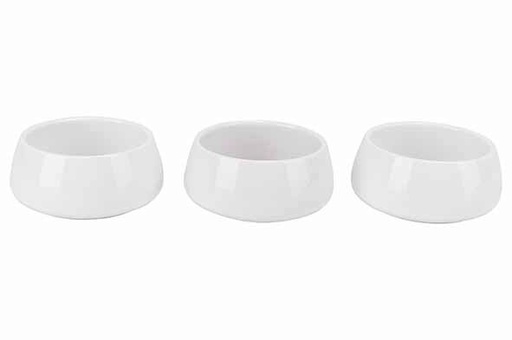 [60251812] C&T TORRES SET OF 3 WHITE BOWLS 9XH4CM STACKABLE PORCELAIN