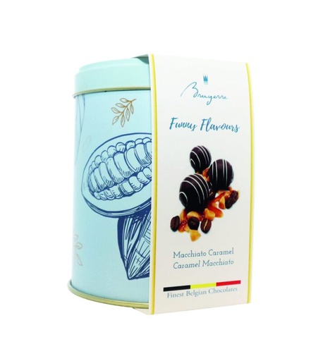[11040275] BRUYERRE METALEN DOOS MET MACCHIATO CARAMELTRUFFEL100GR