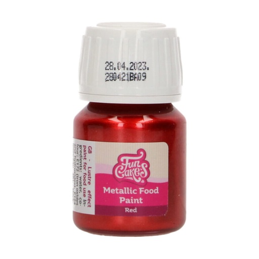 [70407262] FUNCAKES PEINTURE ALIMENTAIRE 30ML ROUGEMETALLIQUE