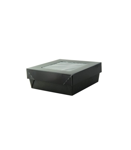 [25101083] BOITE CARREE NOIRE 135X135X50 AVEC COUVERCLE A   FENETRE 25PCES