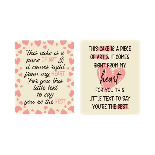 [08058344] 2010195 PLAQUETTE A CAKE ESPECIALLY FOR YOU 5X4 CM 75PCS ***S/CDE***