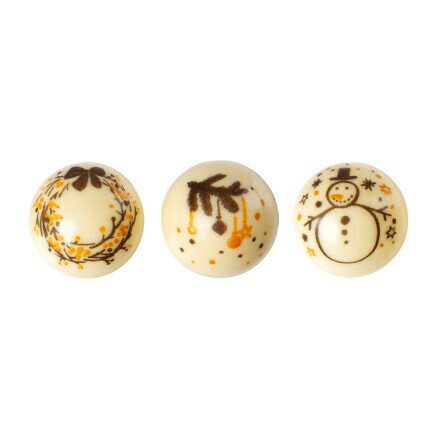 [08039934] 2014740 BOULE RETRO DESIGN CHOCO BLANCDIAM 28MM 96PCES ***S/CDE***