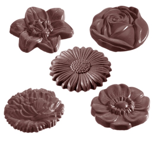 [70409425] MOULE À CHOCOLAT CARAQUE FLEUR RONDE CW1048 2X5 -- 6GR