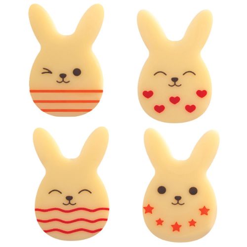 [08056490] 087024 PCB RABBITS WC HET KWARTET 3X2 CM 4 DESIGNS 180STKS ***OP/ORDER***