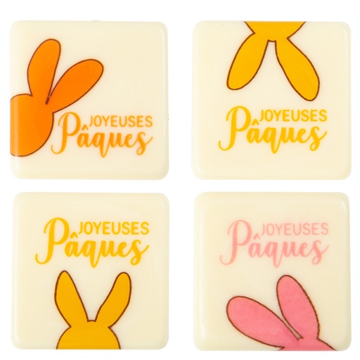 [08054594] 2069172 PLAQUETTE CARRE JOYEUSES PÂQUES COLORE 38MMCHOCOLAT 120 PCES ***S/CD*** *E/2025*