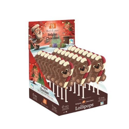 [08030621] SUCETTE CHOCOLAT OURSON RAPHAEL LAIT COLORE 16CM 24X25GR
