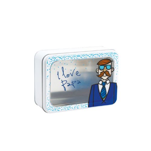 [61700516] WITTE STROPDASDOOS "I LOVE PAPA" MET VENSTER 18,8X13,3XH6,7CM 