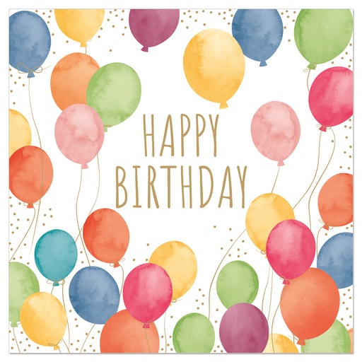 [60700815] ARTEBENE SERVET 33X33CM HAPPY BIRTHDAY BALLONNEN 20ST