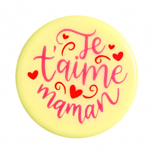 [08058280] 088124 ROUND PCB CB JE T'AIME MAMAN Ø 4CM 96PCS ***S/CDE***