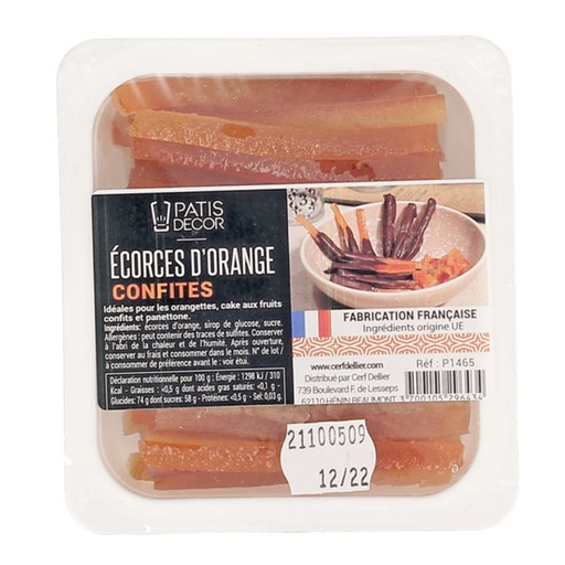 [08075309] PATISDECOR ECORCES D'ORANGES CONFITES 145GR