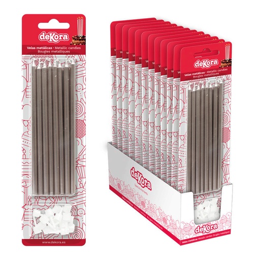 [08041055] SILVER CANDLE 13CM 16 PCES