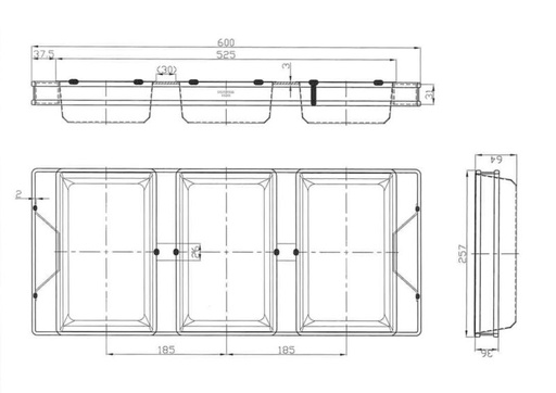 [51201462] ASSEMBLAGE 3 PLATINES A PAIN 25X15CM HT 6CM TEFLONNEE POUR FOUR ROTATIF ENTREE 60CM