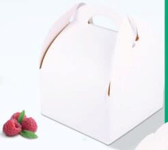 [60700631] BOITE CARTON BLANC GATEAU AVEC POIGNEE 10X10XHT6CM PACKIPACK 50 PCES