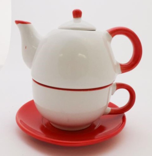 [62250586] THÉIÈRE ÉGOISTE ROUGE BLANCDIAM 13,5 X H 16