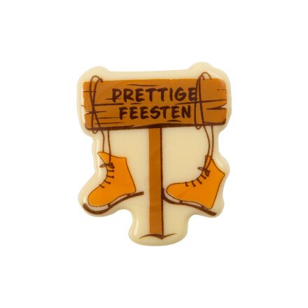 [08054434] *FF* 2015557 PLAQUETTE PANCARTE PRETTIGE FEESTEN CHOCOLAT44X37MM 100 PIÈCES