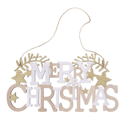 [62230141] MERRY CHRISTMAS HOUTEN EN GOUDEN HANGENDE DECORATIE