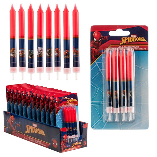 [08041710] BOUGIE ANNIVERSAIRE SPIDERMAN 8PCES
