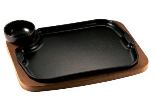[60252010] ILSA ASSIETTE FONTE 30X23 S/PLANCHE BOIS +RAVIER