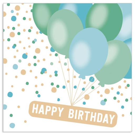 [60700519] ARTEBENE SERVIETTE 33X33CM HAPPY BIRTHDAY BALLON OR RETRO" PAQUET DE 20 PCES