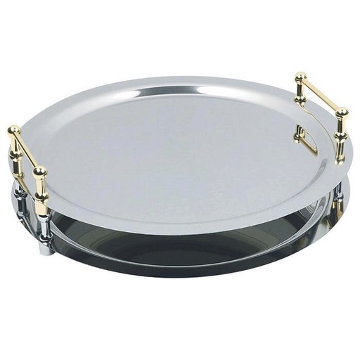 [57657795] APS ROUND TRAY 48CM STAINLESS STEEL 18/10 PLAIN STACKABLE BY THE HANDLES