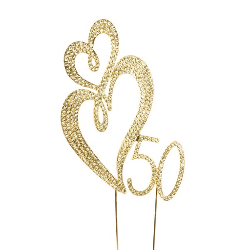 [08063343] 1029065 50 ANS EN STRASS DORÉ 10X16CM 2 PCES ***S/CDE***