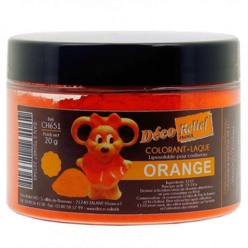 [70406958] POEDER KLEURSTOF ORANJE VOOR CHOCOLADE 20GR=POT