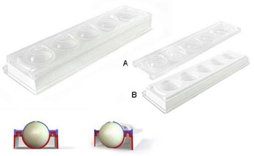 [51661168] SET MOULE DE 5 SPHERES EN SILICONE 3D DIA 58MM VOLUME 100ML