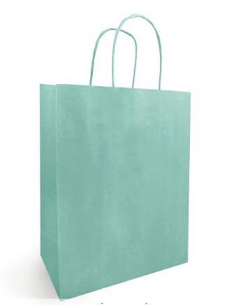 [41603095] SAC PAPIER KRAFT VERT D'EAU 23X12 HT 30CM  50 PCES