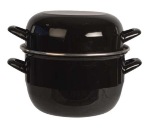 [57658355] BLACK CASSEROLE MUSSELS 20CM 3.25L 2KG WITH DOUBLE LID