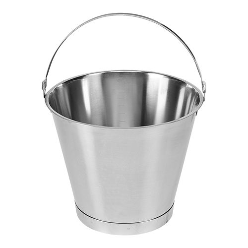 [52208268] INOX EMMER 10 LITER MET MAAT EN VERSTERKTE BODEM H28CM DIAM 30CM=STUK