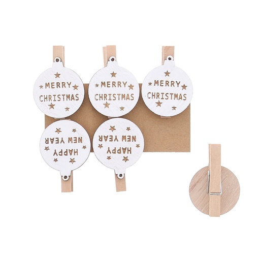 [62230148] PINCE BOULE DE NOËL MERRY CHRISTMAS 6PCS