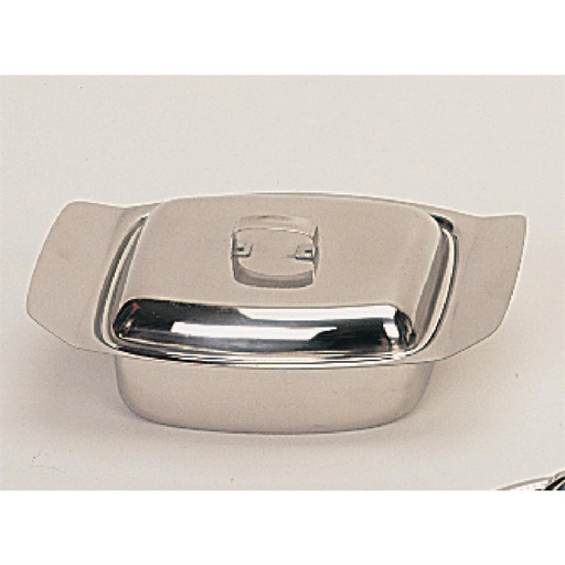 [57660789] STAINLESS STEEL BUTTER DISH WITH LID 11.5X18.5CM