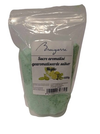[08020139] SUIKER VOOR BARBE A PAPA GEAROMATISEERT MOJITO BRUYERRE ZAK 600GR=PAK***OP BESTELLING