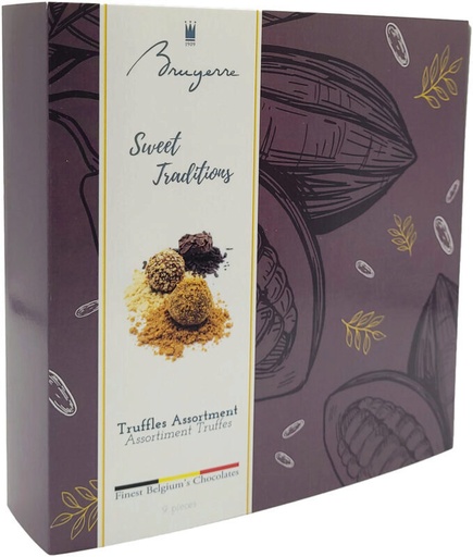 [11040373] BRUYERRE DOOS VAN 9 STUKS TRUFFEL ASSORTIMENT 125G
