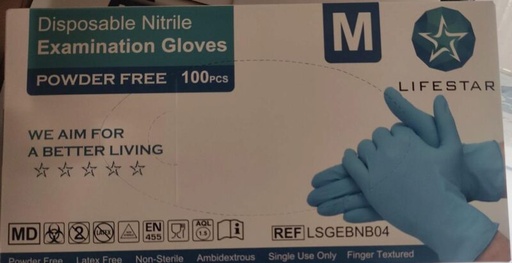 [53162030] GANTS NITRILE BLEU TAILLE M NON POUDRE 100PCES