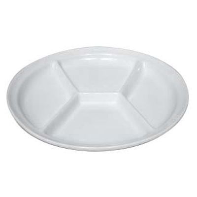 [57658034] 26CM FONDUE PLATE - 4 COMPARTMENTS WHITE