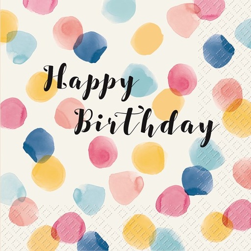 [60700806] STEWO SERVIETTE 33X33CM HAPPY BIRTHDAY COULEURS 20PCS
