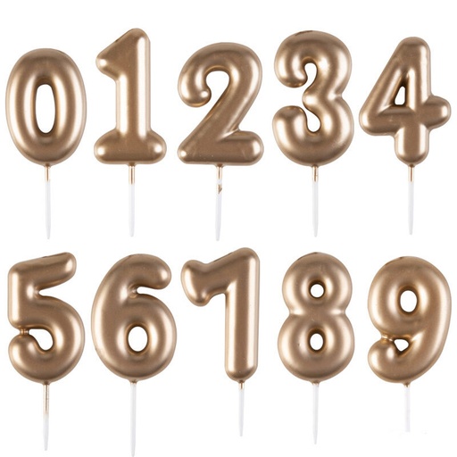 [08034348] 1023850 ASSORTMENT GOLD NUMBER CANDLES 4CM 10PCS ***ON ORDER***