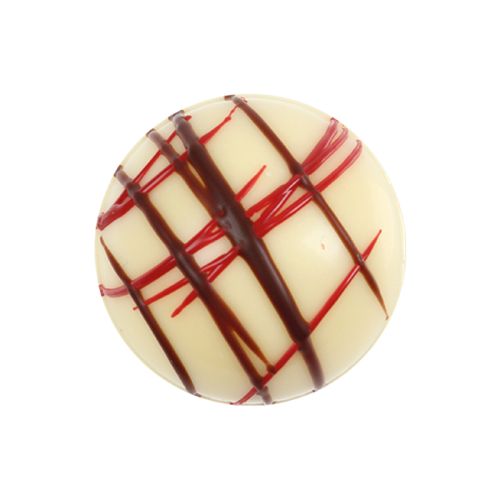 [08071255] 1032038 BOULE CHOCOLAT BLANC LIGNES NOIR ROUGE2.8CM96 PCES ***S/CDE***