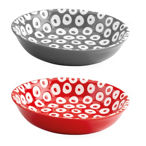 [61700507] ASSIETTE RONDE ROUCHINETTE ROUGE OU GRIS Ø14CM H3,5CM