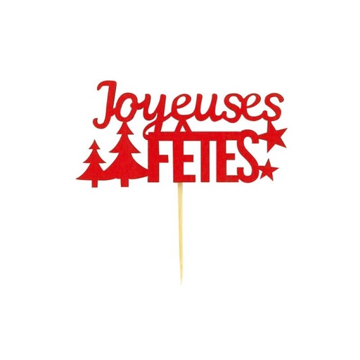 [08075968] SACHET DE 2 JOYEUSES FÊTES EN BOIS SUR PIC